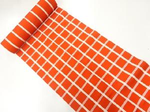 アンティーク　格子模様織出し八寸帯地反物